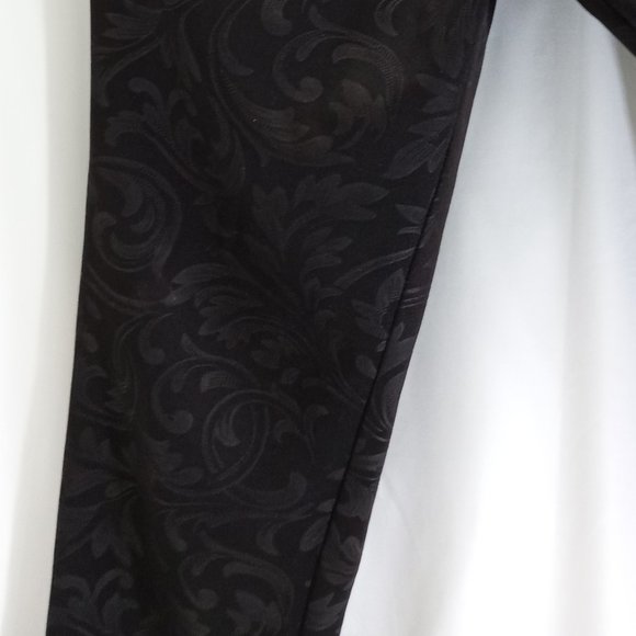 Flirtatious Brand Women's Size L Pull-On Pants Black Silver Embossed - Picture 3 of 14